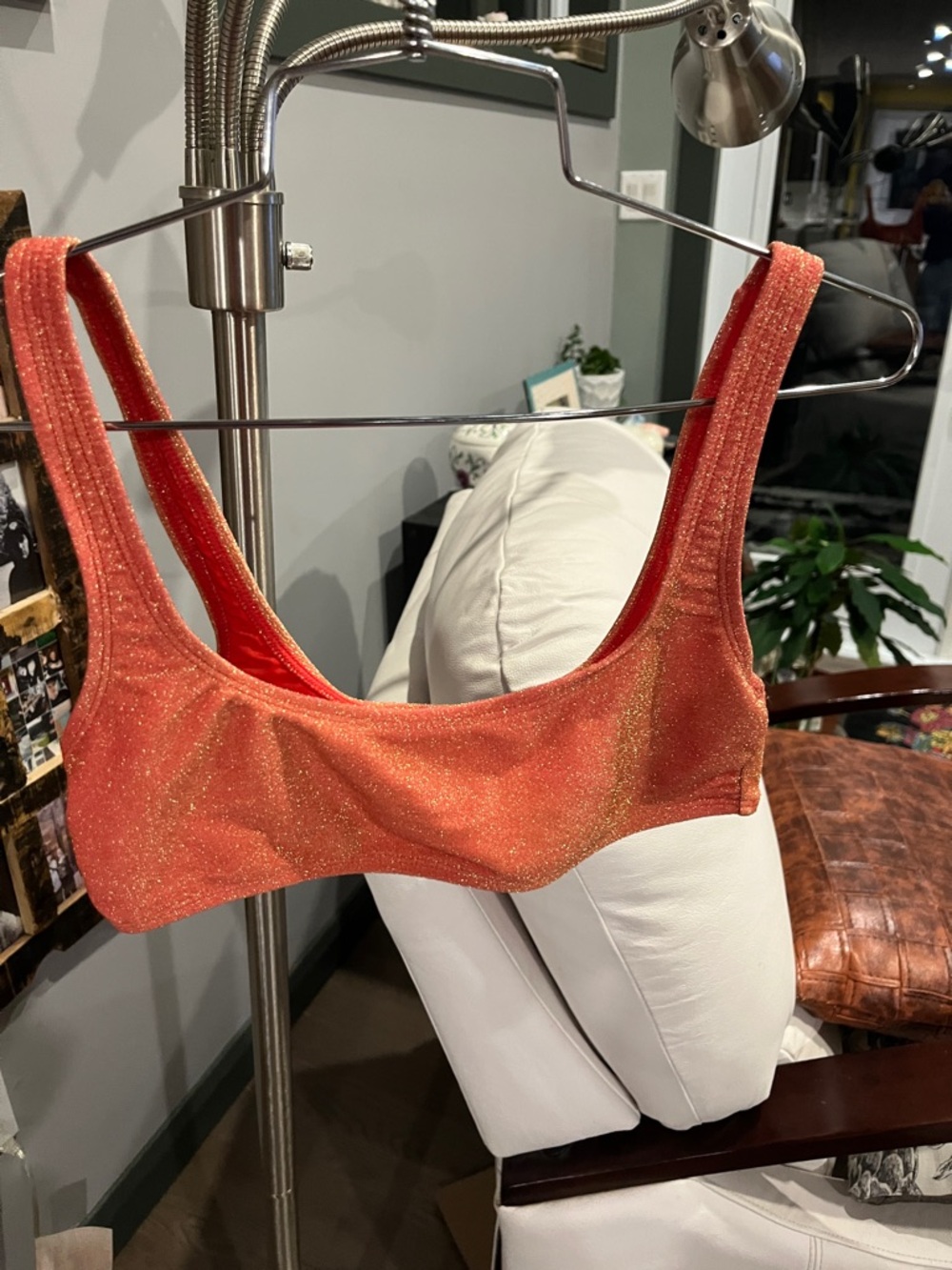 H&M Shimmer Scoop Bikini Top - Coral Orange
